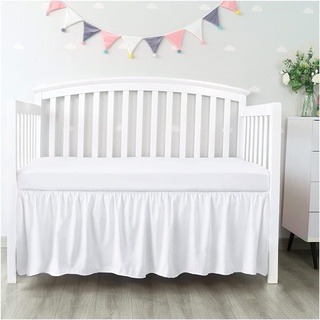 TIYGHI Bettvolant Kinderbettrock mit weißen Oberlaken – 4 Seiten mit plissierten Rüschen for Baby-Jungen-Mädchen-Kleinkinder-Tagesdecke (Color : White, Size : 70x140x36cm)