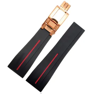Richie strap 20 mm/21 mm Gummi-Uhrenarmband, Ersatzschnalle, passend für Rolex Yacht Master Oysterflex Submariner GMT Daytona 5513/16800/14060/16610/16613, Rot (rotgoldene Schnalle), 20 mm, Armband