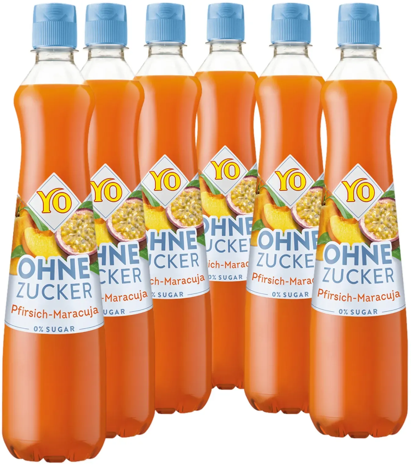 6 × YO Sirup Pfirsich Maracuja ohne Zucker