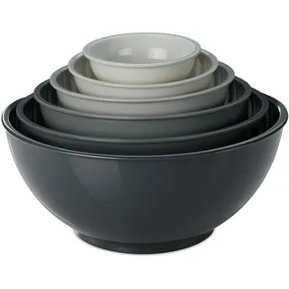 Relaxdays Rührschüssel, Set, Schüsseln Zum Kochen & Backen, verschiedene Größen, Salatschüssel, Kunststoff, grau