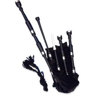 McWilliams Dudelsack, traditioneller schottischer Hochland-Dudelsack für Anfänger und Erwachsene, mit komplettem Zubehör (schwarzer P-Samt)