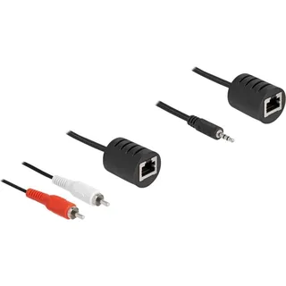 DeLock Stereo Audio Extender RJ45 Buchse zu 3,5 mm Klinke 2x Cinch Stecker bis