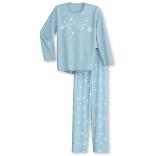 CALIDA Kids Pyjama Kinder, Schlafanzug aus 100% Baumwolle, hautfreundlich, pflegeleicht Cascade Blue 128-134 - 128-134