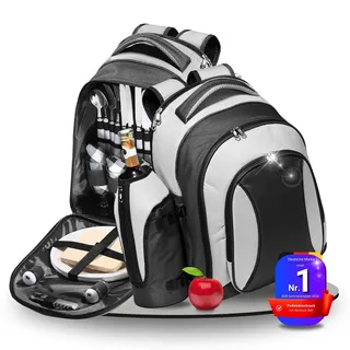 Picknickrucksack 4 Personen 21-TLG. mit Kühlfach - Camping-Besteck Geschirr