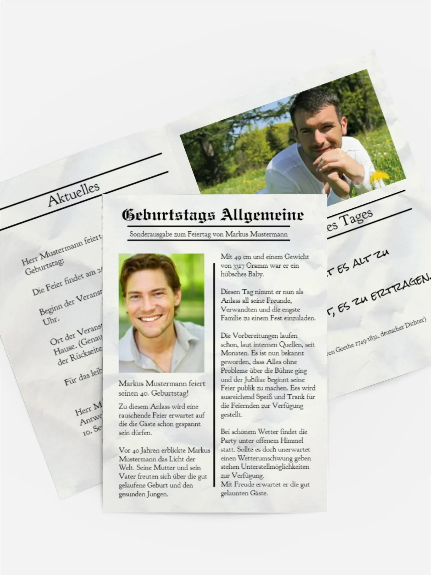 Einladungskarten zum Geburtstag selbst gestalten mit Spruch und Fotos im Onlinedesigner bei Meine-Kartenmanufaktur.de