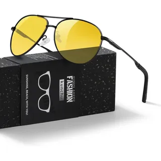 Nachtsichtbrille für Autofahrer Herren Damen Überzieh Nachtsichtbrille Gelb Getönte Polarisierte Gläser Nachtbrille zum Autofahren Blendschutz Ultra Leicht