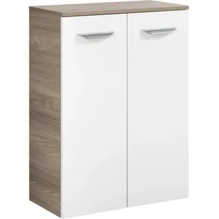Fackelmann Luxor Doppel-Midischrank 60,2 x 82,6 x 32 cm Weiß/Braun