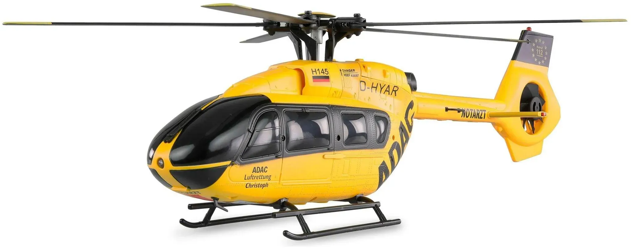 Amewi ADAC H145 Helikopter Brushless 6-Kanal 6G RTF ferngesteuert RC Hubschrauber Heli Lizenzmodell, Gelb