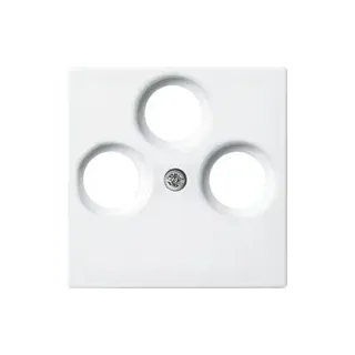 Abdeckung Antennendose mit drei Anschlüssen Radio, Fernsehen, Satellit, Unterputz, glänzend - weiß (glänzend), Retail