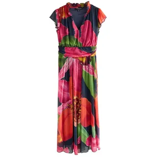 Next Midikleid Plissiertes Mesh-Midikleid mit V-Ausschnitt (1-tlg) blau 40 (GB: 12)
