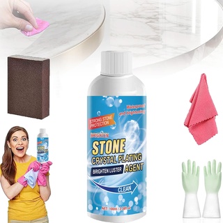 Donubiiu Stone Stain Remover Cleaner, Stone Crystal Plating Agent, Marble Cleaner and Polish, Marble Nano Crystal-Plating Agent, Kitchen Oil Stain Cleaner for Marble, Tile, Granite (1PCS)