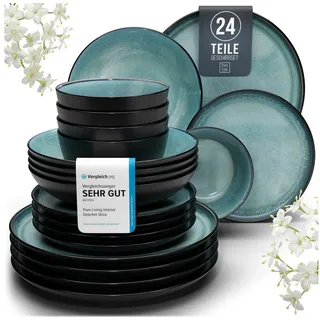 PURE LIVING INTERIOR DESIGN Ibiza Tafelservice 24-tlg. petrol