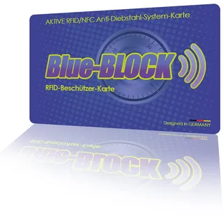 Blue- Block Aktive RFID/NFC Beschützer Karte Off-Block RFID-Blocker-Karte Blau Blocking Card Neueste Generation Schutz vor Datendiebstahl Das Original aus dem Teleshopping by Michael G.