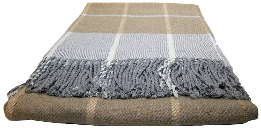 Baumwolldecke | Plaid/ Wohndecke | Braun/Grau Kariert