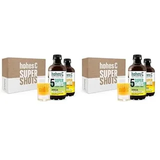 hohes C Super Shots Geschenkset: 1x Immun 330ml + 1x Energie 330ml + Shotglas, Orange, Mango, Ingwer, Cranberry, Guarana, Chili (Packung mit 2)
