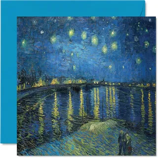 Classic Art Van Gogh Karten für Frauen und Männer - Sterne über der Rhone - berühmte abstrakte Geburtstagskarte für Mama Vater Tante Kindermädchen Großvater 145mm traditionelles klassische Grußkarten