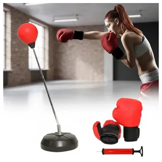 Melko Standboxsack Melko Standboxsack Erwachsene Boxsack höhenverstellbar Boxbirne (Set, mit Boxhandschuhe und Luftpumpe), höhenverstellbar rot