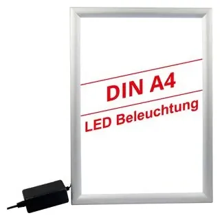 Böttcher-AG Klapprahmen DIN A4, Aluminium, Profil 25 mm, LED-Beleuchtung