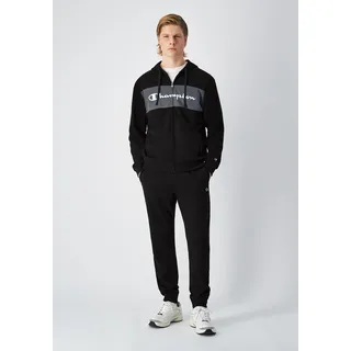 Champion Jogginganzug CHAMPION "Sportswear Hooded Full Zip Suit", Herren, Gr. XXL, schwarz (nbk, nbk, igt), Sweatware, Obermaterial: 55% Baumwolle, 45% Polyester, Sportanzüge Jogginganzug, mit Kapuze, zweiteiliges Set, aus Baumwolle und Polyester, Sweatware