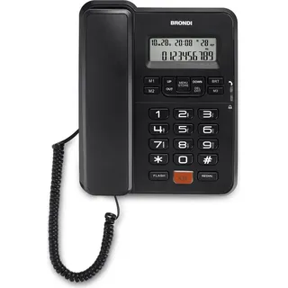 Brondi Office Desk, DECT-Telefon, Kabelgebundenes Mobilteil, Freisprecheinrichtung, Anrufer-Identifikation, Schwarz - Schwarz