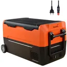 Skandika Elektrische Kühlbox Auto-Gefrierbox 35 L, Camping Kompressor Kühlschrank mit Trennwand, 12V Stecker, Netzteil für Steckdose, +10° bis -20°C, LKW, Bus, Camper orange
