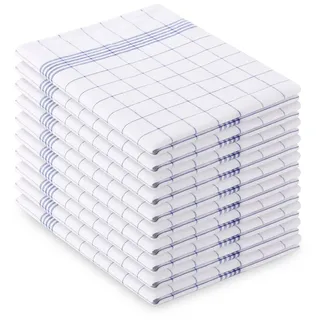 Vaily Geschirrtücher Blau-Kariert 10er Pack - 70 x 45 cm aus 100% Baumwolle