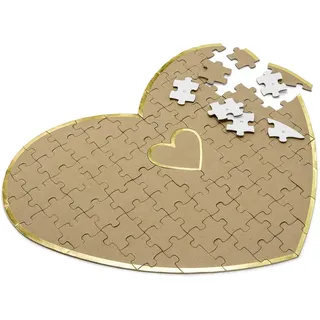 Partydeco Gästebuch Puzzle Herz 85 Teile ca. 45x35cm Hochzeit Hochzeitsbuch Hochzeitsgästebuch Natur braun