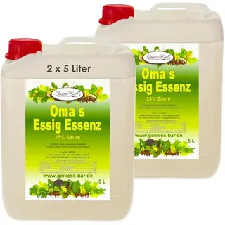 2x 5L Oma`s Essigessenz 25% Säure Unser Geschmackssieger für die gute Küche & Haushalt/Entkalken/Reinigen ohne Chemie mit Essig Essenz