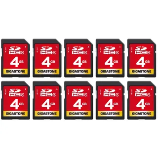 GIGASTONE 4GB SDHC Speicherkarte 10er-Pack, bis zu 80 MB/s, für Digitalkameras Canon Olympus PC