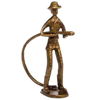 Aubaho Dekoobjekt Skulptur Feuerwehrmann Feuerwehr Antik-Stil Bronze Figur Moderne Kunst