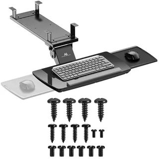 Maclean Brackets Maclean Tastaturablage Untertisch mit Mausablage | Höhenverstellbar Neigbar Drehbar | Ergonomische Halterung für Schreibtisch bis 5kg | Tastaturhalter aus Stahl und Kunststoff (Schwarz)