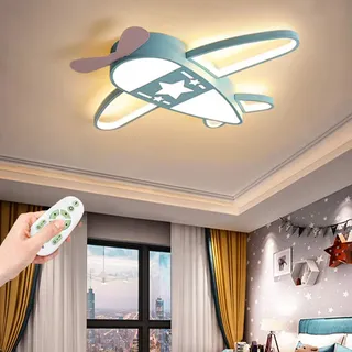 LED Deckenleuchte, Kreative Cartoon Flugzeug Deckenlampe, 52W 4160lm Dimmbare mit Fernbedienung 3000-6500K,Moderne Deckenlicht für Wohnzimmer Schlafzimmer Flur Jungen Mädchen Kinderzimmer Deko Leuchte