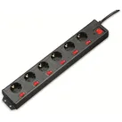 HAMA Steckdosenleiste, 6+1, XL, 6-fach, einzeln schaltbar, schwarz
