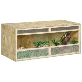 PawHut Terrarium für Reptilien, Reptil Fütterungsbox mit Lüftungsgitter, aus Glas, 120 x 50 x