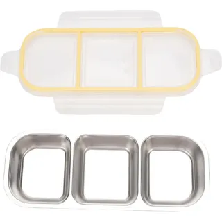 Edelstahl-Lunch-Box für Erwachsenel Multi Compartment Mahlzeit Prep Box für Outdoor-Camping und Diät Mikrowelle Safe Travel Lunch Box 600ml