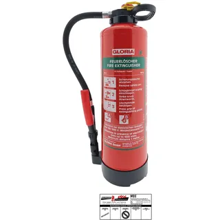 Gloria Schaum-Feuerlöscher SK 6 PRO – 6 Liter – Für die Brandklassen A, B – mit praktischer Wandhalterung – mit Prüfplakette