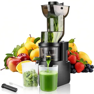 Rawhui Entsafter Slow juicer 500W mit 98mm Großem Einfüllschacht,Entsafter Gemüse und Obst Testsieger,Extraktionsrate von bis zu 98%,BPA-Frei,Leicht zu Reinigen,Saftpresse