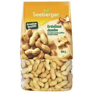 Seeberger Erdnüsse Jumbo Riesen: Große Erdnüsse in Schale - schonend geröstet - intensiver Geschmack mit zartem Butter-Aroma (1 x 500 g)