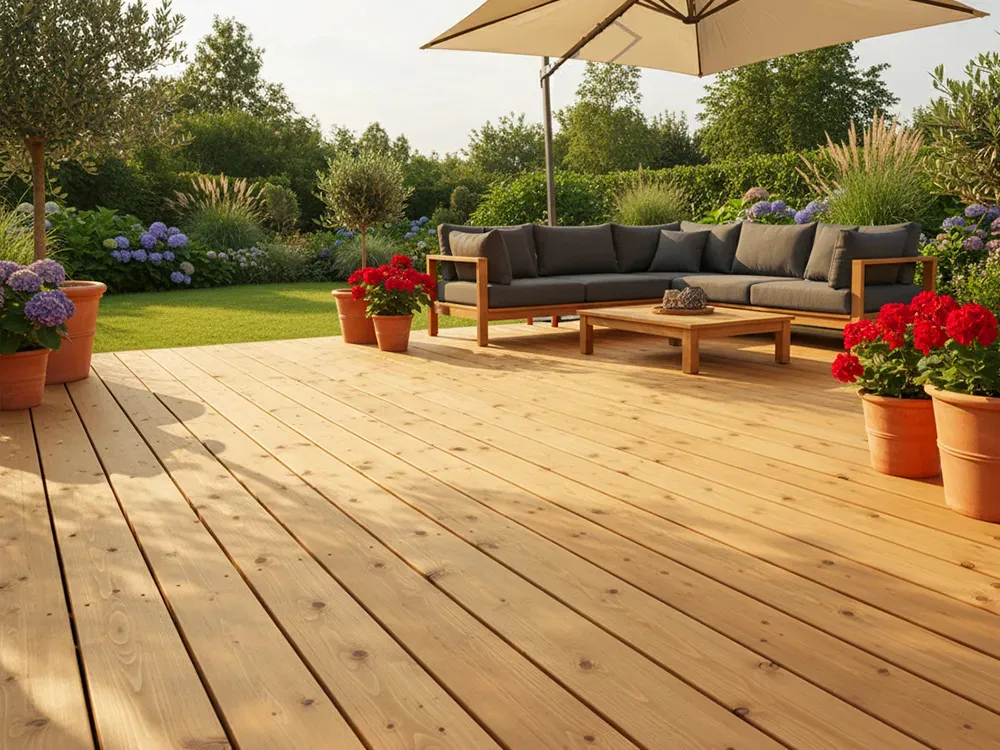 Europäische Lärche Terrassendielen, 45x143 mm, KD, glatt/glatt