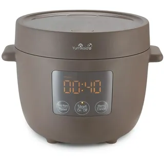 Yum Asia Tsuki Mini-Reiskocher mit Shinsei-Keramikschüssel (2,5 Tassen, 0,45 Liter), 5 Reiskochfunktionen, 2 Multicooker-Funktionen, verstecktes LED-Display, 220–240V (Pebble Grey)