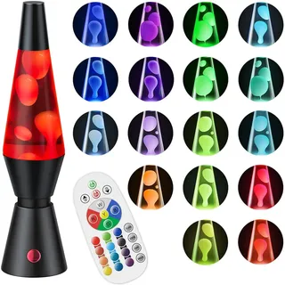 Soarling 14.5" Lavalampe, Lavalampe Groß mit 17 RGB Farbwechsel & Fernbedienung, Lavalampen Glitzer für Erwachsene & Kinder, Partybeleuchtung mit Flüssigkeitseffekt (Schwarz)