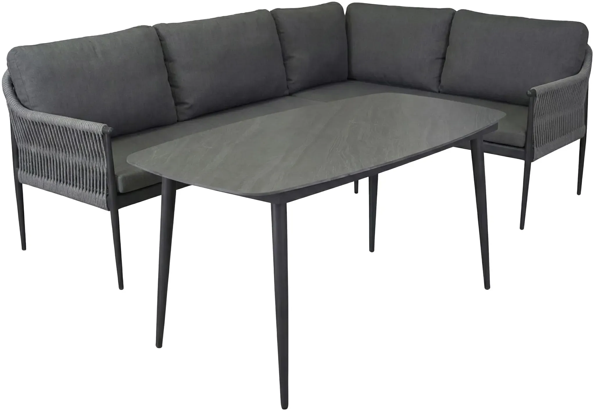 LC Garden »Bari« Dining Lounge Set mit 160cm Gartentisch Anthrazit Rope Aluminium Loungeset inkl. Kissen