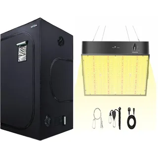 SunStream Growzelt Komplettset, 120x120x200cm Zuchtzelte Kit mit 1000W Dimmbarer Pflanzenlampe Lampe für Komplettes Hydroponics Grow Tent Complete Set