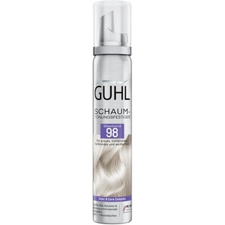 Guhl Schaum-Tönungsfestiger - Farbe 98 - Silberblond - Für graues, lichtblondes, hellblondes und weißes Haar - Sanfter Halt, Volumen und Farbglanz - Hält 1 bis 3 Haarwäschen