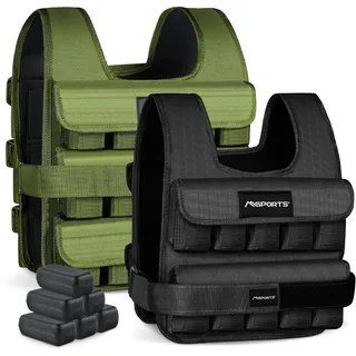 MSPORTS Gewichtsweste Premium Verstellbar von 5 kg - 30 kg Weighted Vest | Laufweste Damen Herren | Fitness Trainingsweste Krafttraining (5 kg, Black)