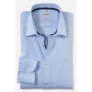 Businesshemd OLYMP "Level Five body fit", Herren, Gr. 41, N-Gr, blau (bleu), Obermaterial: 97% Baumwolle, 3% Elastolefin, kariert, Hemden
