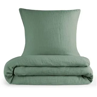 Laleni Baby Bettwäsche 80x80 cm aus Baumwolle - Musselin Kissenbezug 35x40 cm - Oeko-TEX Zertifizierte Baumwoll Bettwäsche in Grün