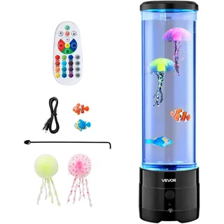Vevor Lavalampe 382 mm schwimmende Quallen-Blasenlichtlampe, 16 Farbwechsel-Lichteffekte, Bluetooth-Lautsprecher, Stimmungslampe, Aquarium Nachtlicht für Schlafzimmer, Wohnzimmer, Heimdekoration