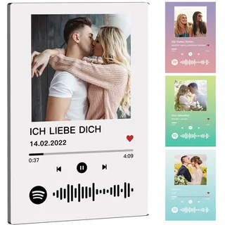 Spotify Glas Personalisiert Song Cover mit Foto Musik Bild Personalisierte Spotify Glasbilder Spotify Platte Fotogeschenke für Partner Familie Freunde Geburtstag Valentinstag Weihnachten