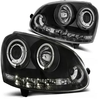 LED Angel Eyes Scheinwerfer für VW Golf 5 03-09 schwarz
